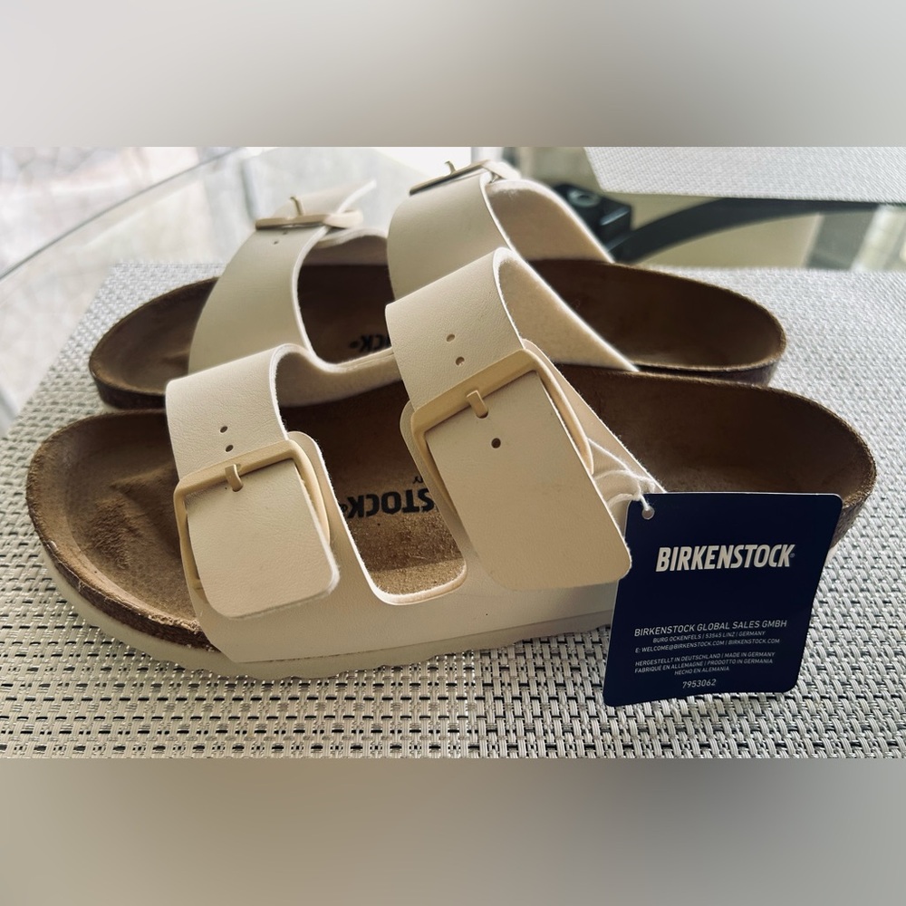 Birkenstock Tan Sandals with white Buckles